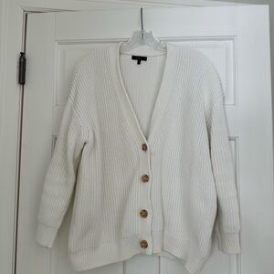 Quince Ivory 100% Organic Cotton Oversized Boyfriend Cardigan
